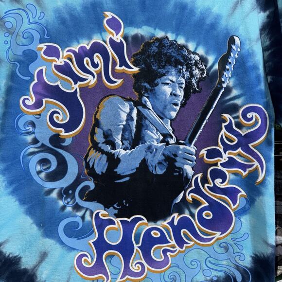 Vintage Liquid Blue Jimmy Hendrix Blue Tie Dye Shirt Size Medium - Picture 2 of 4